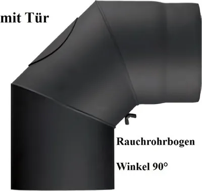 Produktbild von Ofenrohr Bogen 90° grau 2mm mit Tür 150mm Rauchrohr Knie