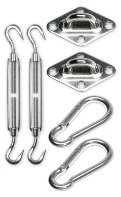 Immagine prodotto di Set di montaggio per tende da sole sunprotect SPT83248, accessori per vele quadrate, colore acciaio inossidabile (1 set, 6 pezzi)