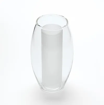 Produktbild von Glas Lampenschirm für G9 Fassung Ersatzglas H96mm Ovalglas mit Gewinde und Öffnung, Lochmaß 20mm, Klar Weiß, Oval