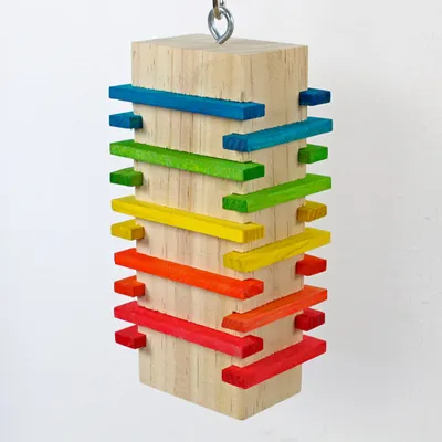Produktbild von Slidy  Papageienspielzeug aus Holz- farbenfrohes Intelligenzspielzeug · ca. 6,5 x 9 x 34,5 cm