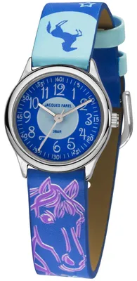 Produktbild von JACQUES FAREL Kinder-Armbanduhr Analog Quarz Mädchen Kunstleder HCC 338 Pferd