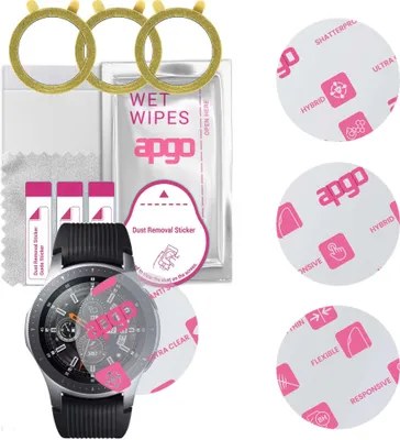Produktbild von apgo 3 Stück Schutzglas, klar, kompatibel mit Samsung Galaxy Watch LTE Smartwatch, Hybrid 8H, Ersatz für Hartglas, Displayschutzglas, Bildschirmschutz, Displayschutz, kratzfest