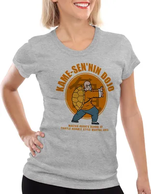 Produktbild von style3 Roshi Kame Sennin Dojo Damen T-Shirt turtle ball z songoku, Farbe:Grau meliert, Größe:M
