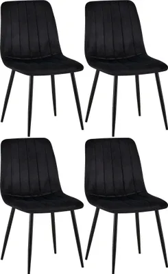 Produktbild von CLP 4er Set Stühle Dijon mit Lehne schwarz Material Samt