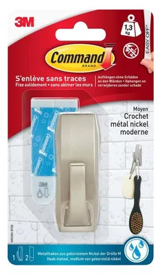 Immagine prodotto di 3M Command gancio da bagno in metallo "Modern" Misura: M argento Portata: 1,3 kg