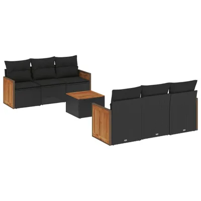 Produktbild von vidaXL 7-tlg. Garten-Sofagarnitur mit Kissen Schwarz Poly Rattan