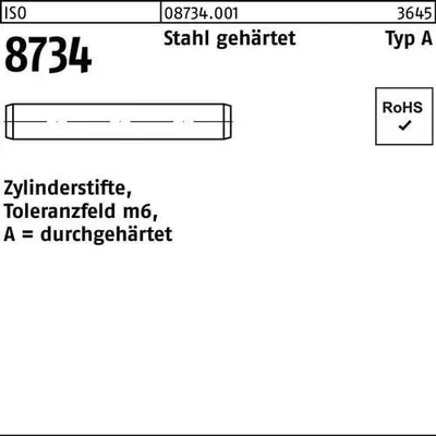 Produktbild von Reyher  Zylinderstifte ISO 8734 Stahl 8 m6 x 20 -A 087340010080020 (100 Stück)