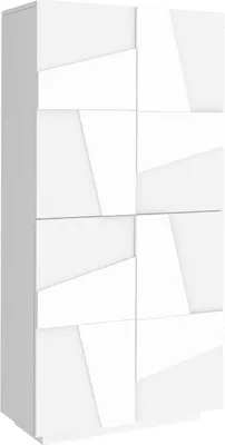 Produktbild von Schuhschrank Dlerd, Mehrzweckschrank mit 4 Flügeltüren, Eingangsschuhregal, 100 % Italy, cm 81x38h167, glänzend weiß