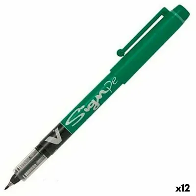 Image de Stylo fibre V Sign Pen 0,6mm pointe ogive vert Paquet de 12