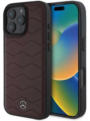 Obrázok produktu pre Puzdro Mercedes Mb Waves Leather Na Iphone 16 Pro Max - Czerwone