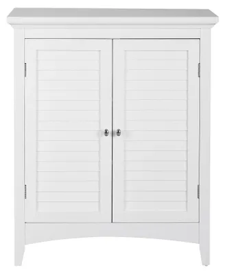 Produktbild von Elegant Home Fashions Badschrank Weiß mit Lamellentüren und 3 höhenverstellbaren Regalen – elegantes Aufbewahrungsmöbel für Badezimmer und WC