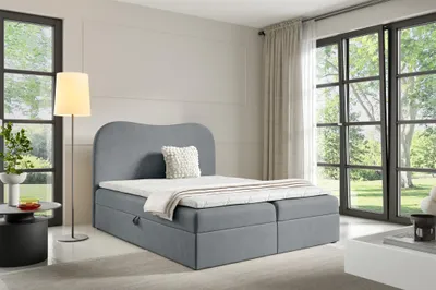Produktbild von Boxspringbett Schlafzimmerbett DARLIN 120x220cm Stoff Gerra Grau