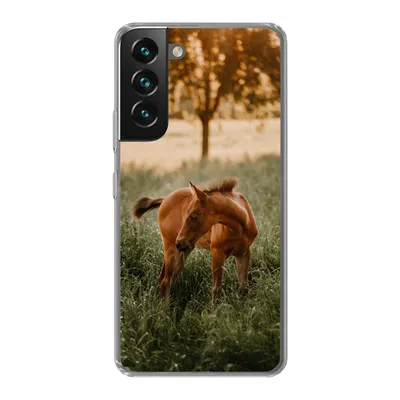 Produktbild von MuchoWow® Handyhülle Schutzhülle Hülle für Samsung Galaxy S22 Pferd - Gras - Baum Silikon Softcase Handy Hülle - Mobiltelefonhülle