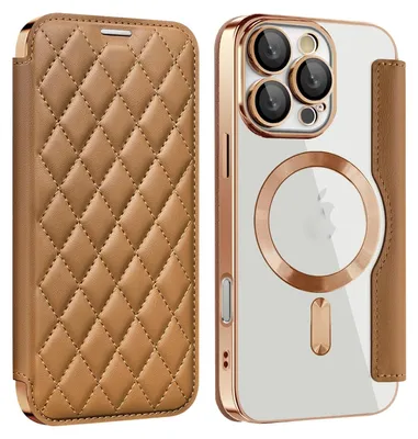 Produktbild von Für Apple iPhone 16 Pro Max 360 Grad Full Body Magsafe RFID Anti Datenklau Kunst Leder Hülle Tasche Braun