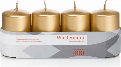 Produktbild von INNA-Glas Adventskerzen JENARO, 4 Stück, gold, 8 cm, Ø5 cm, 18h -  Germany - Weihnachtskerzen