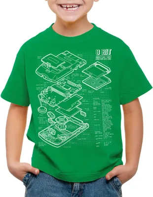 Produktbild von style3 8-Bit Handheld Blaupause Kinder T-Shirt Videospiel