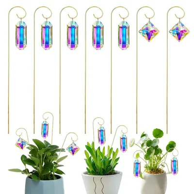 Suncatcher-Set, 7 Kristall-Zonvanger mit Pflanzensteckern