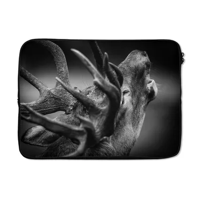 Produktbild von MuchoWow® Laptop Hülle 13 Zoll Geweih - Hirsch - Schwarz Laptoptasche - Laptophülle - Sleeve - Rundumschutz