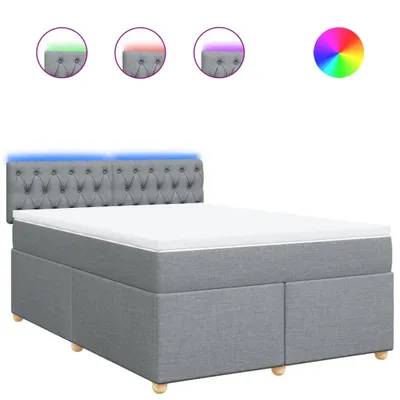 Produktbild von Boxspringbett mit Matratze Hellgrau 140x190 cm Stoff