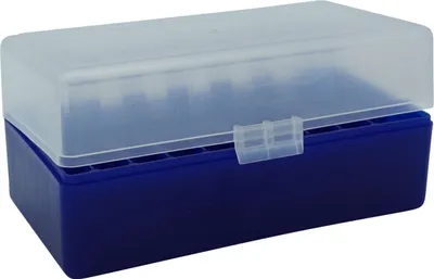Produktbild von WPW Patronenbox Kaliber .223 - 50 Stück blau-transparent mit Klappdeckel