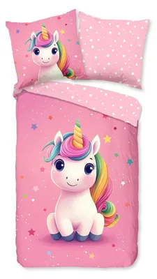 Produktbild von Traumschlaf Flanell Bettwäsche Einhorn 140x200 cm + 70x90 cm