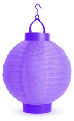 Produktbild von 1x LED-Papierlaterne mit 1 weißer LED - Batteriebetrieben (2x AAA) - Ø 20 cm - Lila - Mit Aufhängehaken - Faltbar - Stimmungsbeleuchtung für Garten, Balkon und Innenräume [11399VL]