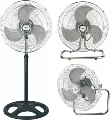 Obrázek produktu pro Univerzální ventilátor 3v1 Rosberg R51760J18, 70W, 18", 3 rychlosti, Nástěnná montáž, Tichý provoz, Chrom/Černá