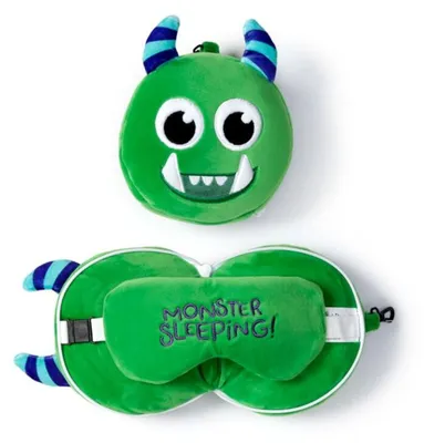 Image de Relaxeazzz Peluche Vert Monstarz Oreiller de voyage & masque de sommeil