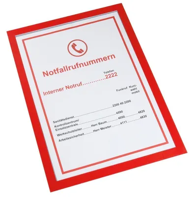 Produktbild von Magnetische Infotasche Basic, Format DIN A4, Fülltiefe: 1,5 mm, Außenmaße: 240 x 330 mm, Rot, Verpackungseinheit: 5 STK