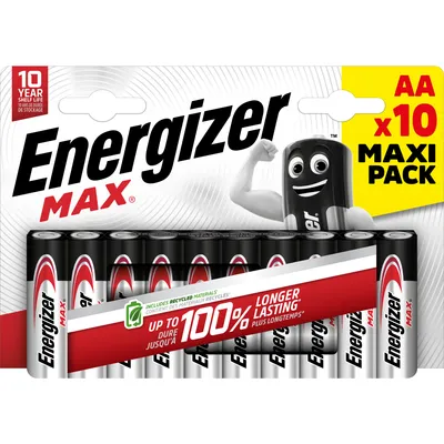A retail package of Energizer AA batteries.