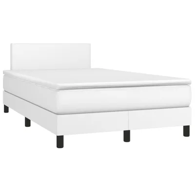 Image de vidaXL Lit boxspring avec matelas blanc 120x190 cm similicuir