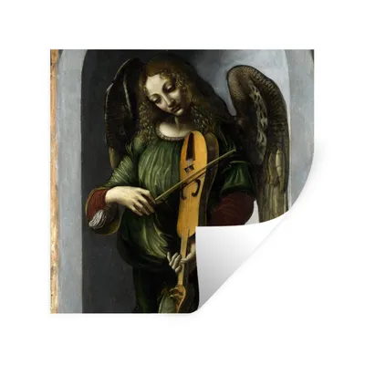 Produktbild von MuchoWow® Wandtattoo Wandsticker Wandaufkleber Ein Engel in Grün mit einer Fahne - Leonardo da Vinci 50x50 cm Selbstklebend und Repositionierbar - Selbstklebend - Fototapeten