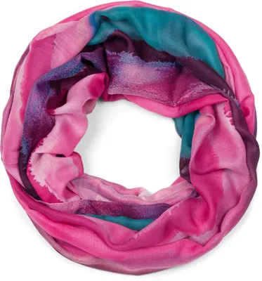 Produktbild von styleBREAKER Damen Loop Schal mit elegantem Aquarell-Farbverlauf, Leichter und weicher Schlauchschal, mehrfarbig 01017163