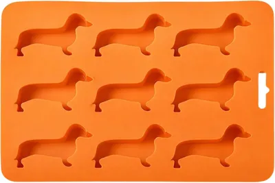 Image de Moules à glaçons en forme de teckel - Moules à glaçons créatifs et amusants - Moule à gâteau en forme de teckel - Teckel (chien) - Moules à glaçons en silicone et plateau de service