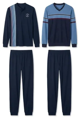 Produktbild von LE JOGGER Pyjama 4 -teilig blau, marine Größe 60/62, KI-generiertes Bild