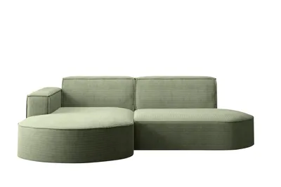 Produktbild von Kaiser Möbel Ecksofa mit runden Abschlüssen aus Cordstoff – MODENA STUDIO, modernes Sofa, Hellgrün Links