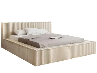 Produktbild von KLICKMOEBEL Polsterbett 200x200 cm mit Bettkasten HEKORA 21 Ecru Farbe aus hochwertigem Cordstoff Holzrahmen mit Lattenrost