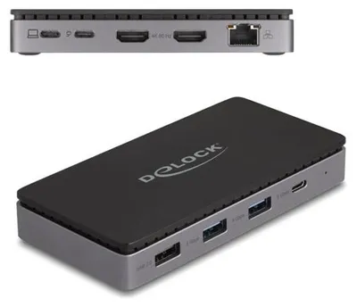 Imagen del producto de Delock - Estación de acoplamiento - USB-C / Thunderbolt 3 / Thunderbolt 4 - 2 x HDMI - 1GbE