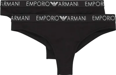 Produktbild von EMPORIO ARMANI Damen Slips Brazilian Briefs (2er Pack) XS Schwarz/Schwarz
