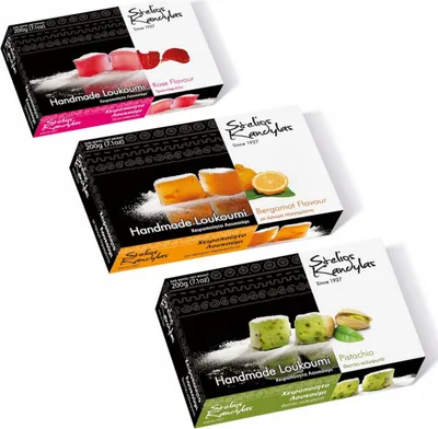 Produktbild von Kandylas Loukoumi Gelee 3er Set (3 × 200 g) – Orange, Rose, Pistazie – Griechische Süßigkeit