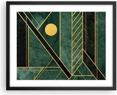 Produktbild von Gerahmtes Poster - Schwarzer Rahmen - Grün Stück geometrisch - 50x40 cm - Wand Bild - Wanddeko - Wandbilder - Kunstposter - Wandposter - Bilderrahmen - Bilder - Kunstdruck - P2BAA50x40-4797