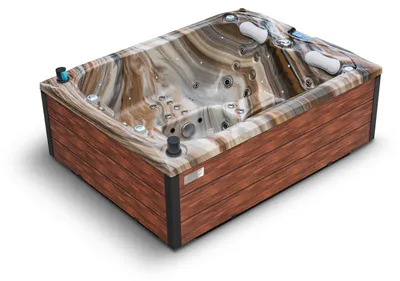Produktbild von HAF Acryl Whirlpool Emerald "Tuscan Sun" | 216x165x78cm für 3 Personen | Ohne Winterabdeckung | Outdoor Whirlpool mit LED & Massagefunktion
