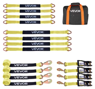 Produktbild von VEVOR Radkeil Verzurrkit, Reifenstil Motorrad Verzurrsystem, Auto Verzurrkit mit Flachhaken, Bruchfestigkeit 4540 kg & Arbeitslast 1512 kg Anhänger Verzurrgurt für ATVs, SUVs, Anhänger, Achsentyp, Federhaken