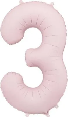 Image de Superbe ballon en papier d'aluminium en forme de chiffre "3", 86 cm, en rose pâle doux - l'accessoire parfait pour les anniversaires ou autres occasions spéciales