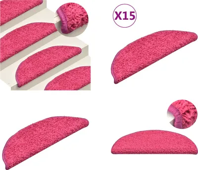 Produktbild von vidaXL Treppenmatten 15 Stk. Rosa 56x17x3 cm - Treppenmatte - Treppenmatten - Stufenmatte - Stufenmatten