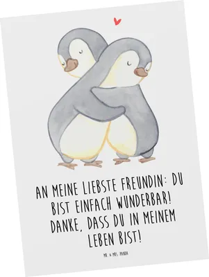 Produktbild von Mr. & Mrs. Panda Postkarte Liebste Freundin - Weiß - Geschenk, Grußkarte, Ansichtskarten, besondere Momente, herzliche Botschaft, Danke sagen, Ansichtskarte, Freude