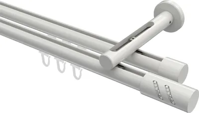 Produktbild von Interdeco Innenlaufstange / Gardinenstange mit Innenlauf Weiß, Typ Siteno Zoena (Glitzerzylinder), 20 mm Ø 2-läufig, 260 cm