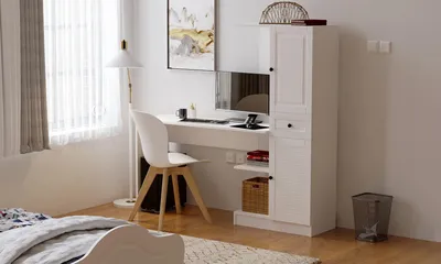 Produktbild von Skye Decor, Rb-116, Schreibtisch & Bücherregal, Mattweiß, Spanplatte, 120 x 75 x 40 cm