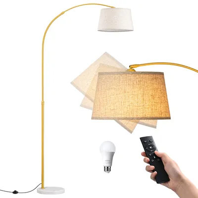 Zdjęcie produktu dla Lampa podłogowa EDISHINE do salonu z pilotem, regulowana w zakresie 143–176 cm, lampa łukowa z obrotową głowicą, z płynną regulacją jasności