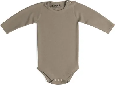 Produktbild von Baby Body aus 100% Baumwolle mit Druckknopf langarm gerippt 9-12 M Simply Taupe